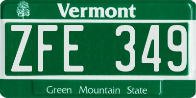 VT license plate ZFE349