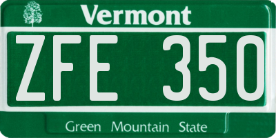 VT license plate ZFE350
