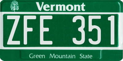 VT license plate ZFE351
