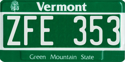 VT license plate ZFE353