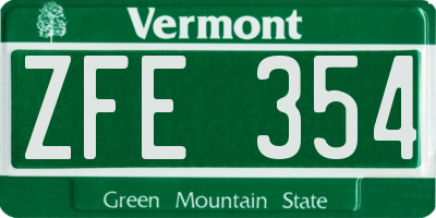 VT license plate ZFE354