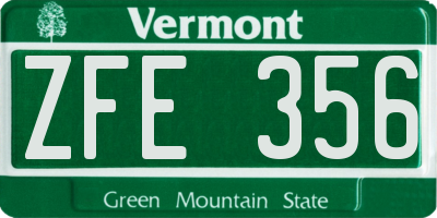 VT license plate ZFE356