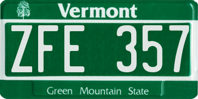 VT license plate ZFE357