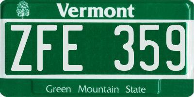 VT license plate ZFE359