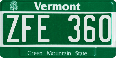 VT license plate ZFE360