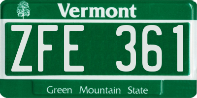 VT license plate ZFE361