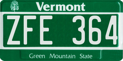 VT license plate ZFE364