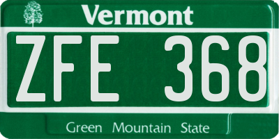VT license plate ZFE368