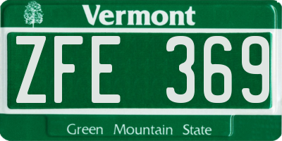 VT license plate ZFE369