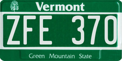 VT license plate ZFE370