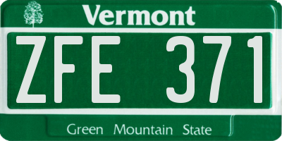 VT license plate ZFE371