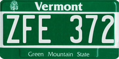 VT license plate ZFE372