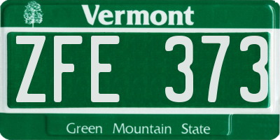 VT license plate ZFE373