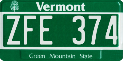 VT license plate ZFE374
