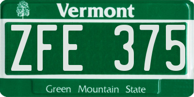 VT license plate ZFE375