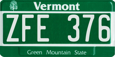 VT license plate ZFE376