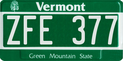 VT license plate ZFE377