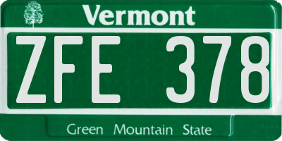VT license plate ZFE378