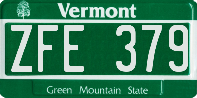 VT license plate ZFE379