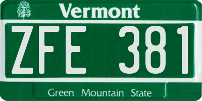 VT license plate ZFE381
