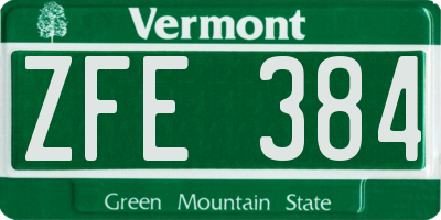 VT license plate ZFE384