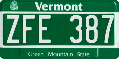 VT license plate ZFE387