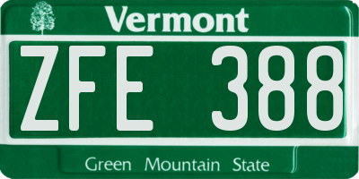 VT license plate ZFE388