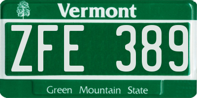 VT license plate ZFE389