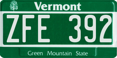 VT license plate ZFE392