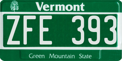 VT license plate ZFE393