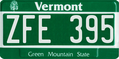 VT license plate ZFE395