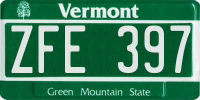 VT license plate ZFE397