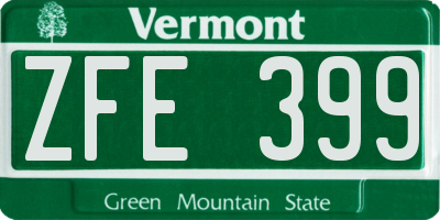 VT license plate ZFE399
