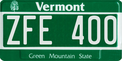 VT license plate ZFE400