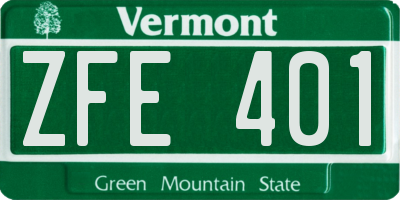 VT license plate ZFE401