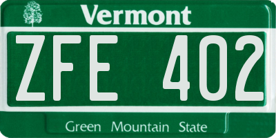 VT license plate ZFE402