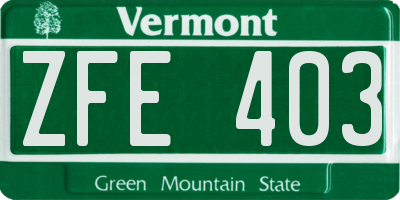 VT license plate ZFE403