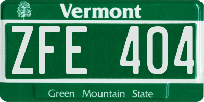 VT license plate ZFE404