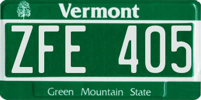 VT license plate ZFE405