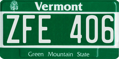 VT license plate ZFE406
