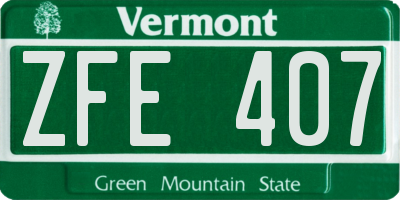 VT license plate ZFE407