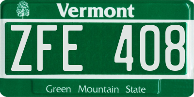 VT license plate ZFE408