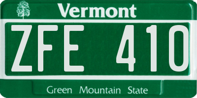 VT license plate ZFE410
