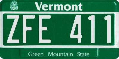 VT license plate ZFE411