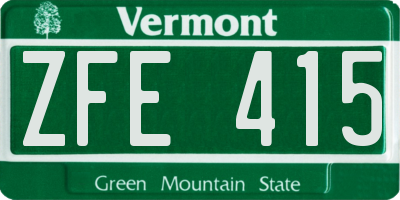 VT license plate ZFE415