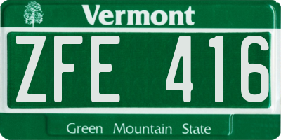 VT license plate ZFE416