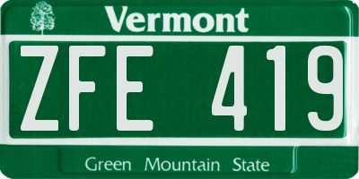 VT license plate ZFE419