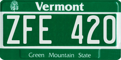 VT license plate ZFE420