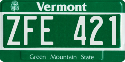 VT license plate ZFE421