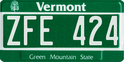 VT license plate ZFE424